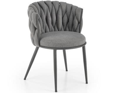 Chaise Design En Tissu Gris Avec Structure En Métal Noir Closer