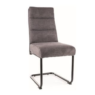 Chaise Design En Tissu Gris Foncé Avec Piètement En Métal Noir Marilou