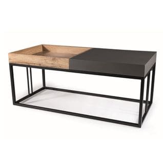 Table Basse Design Avec Plateau Gris Anthracite Et Aspect Chêne Ingrid