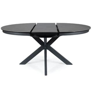 Table Extensible Ronde Design Gris Foncé 120cm Avec Pieds Noir Mat Arena