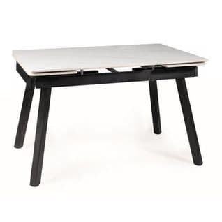 Table Design Extensible Avec Plateau Effet Marbre Et Structure Noire Erick