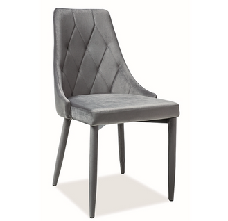 Chaise Design Métal Et Velours Gris Glex