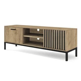 Meuble TV Noir Et Bois 180 Cm Avec Tasseaux Lazare