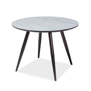 Table Ronde 100 Cm Noir Et Blanche Effet Marbre Aude