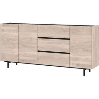 Grand Buffet Design Noir Et Aspect Chêne 190cm Basic