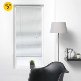 Lot De 2 Store Venitien Lamelles 40 X 130 Cm Aluminium Venitien Blanc