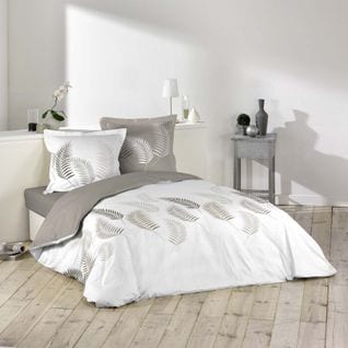 Pack Housse De Couette 220x240 Cm Goyave + Drap Housse 140x190 Blanc