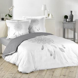 Ensemble Housse De Couette 220x240 Cm Rêveline + Drap Housse 140x190 Blanc