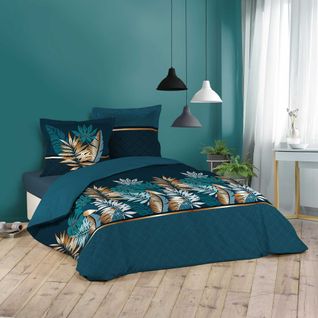 Pack Housse De Couette 220x240 Cm Alianor + Drap Housse 140x190 Bleu