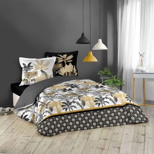 Pack Housse De Couette 220x240 Cm Karaba + Drap Housse 140x190 Noir