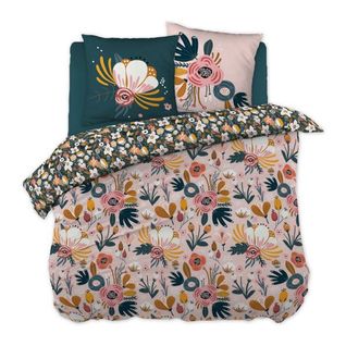 Pack Housse De Couette 220x240 Cm Champêtre + Drap Housse 140x190 Rose