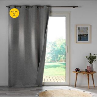 Lot De 2 Rideaux Occultant 140 X 260 Cm Crépuscule Gris