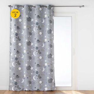 Lot De 2 Rideaux Occultant 140 X 260 Cm Moonlight Gris