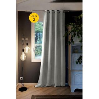 Lot De 2 Rideaux Luxe Occultant + Isolant Phonique Polaire L140 X H260 Cm Inuit Gris Clair