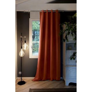 Lot De 2 Rideaux Grande Hauteur Occultant + Isolant Phonique Polaire L140 X H280 Cm Inuit Orange