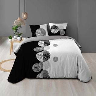 Pack Parure De Couette 220 X 240 Cm Stormi + Drap Housse (140) Noir