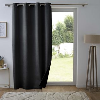 Lot De 2 Rideaux Occultant 140 X 260 Cm Velours Relief Shadow Noir