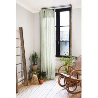 Lot De 2 Rideaux 140 X 300 Cm Réglables Double Gaze De Coton Vert D'eau