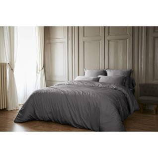 Pack Housse De Couette 240 X 220 Cm Bambou De Satin 120 Fils Salomé + Drap Housse 140 X 190 Cm