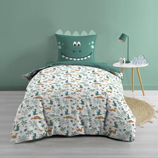 Pack Housse De Couette Enfant Dina 140 X 200 Cm + Drap Housse Sauge