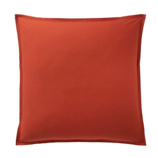 Taie D'oreiller 100% Percale De Coton Lavé 80 Fils Taille 65 X 65 Cm Couleur Orange