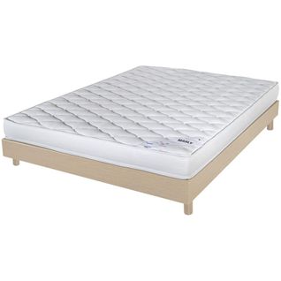 Matelas + Sommier 140x190 Mousse - Marly - Soutien Ferme - Sommier Démonté - Chêne