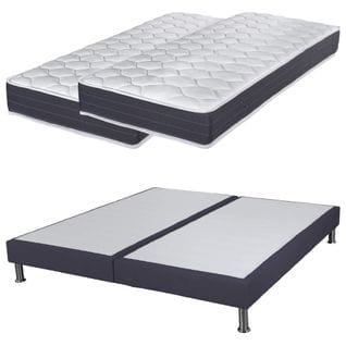 Matelas Ressort + Sommier Sr15 Volcan 2x90x190 Record - H. 20 Cm - Soutien Ferme