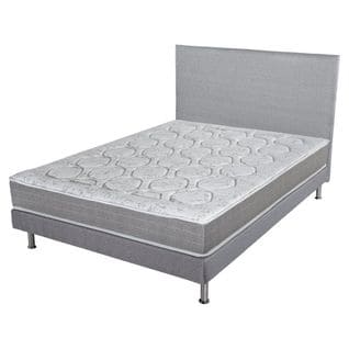 Matelas Ressort + Sommier + Tete Gris 160x200 Remat - Hauteur 23 Cm - Soutien Ferme