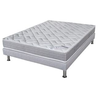 Matelas Mousse + Sommier Gris Clair 160x200 Maryland - Hauteur 20 Cm - Soutien Ferme