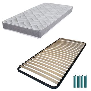 Matelas Mousse + Sommier Métal Démonté 90x190 Morgan - Hauteur 17 Cm - Soutien Ferme