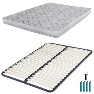 Matelas Mousse + Sommier Démonté 140x190 Melissa - Hauteur 13 Cm - Soutien Ferme