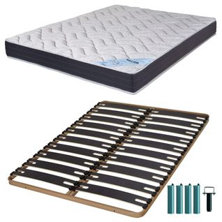 Matelas Mousse + Sommier Métal C310 140x190 Melior - Hauteur 20 Cm - Soutien Ferme