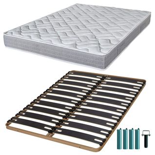 Matelas Mousse + Sommier Métal C310 160x200 Maryland - Hauteur 20 Cm - Soutien Ferme