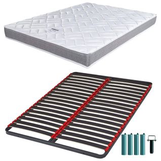 Matelas Mousse + Sommier Métal C39 120x190 Morgan - Hauteur 17 Cm - Soutien Ferme