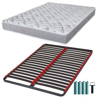 Matelas Mousse + Sommier Métal C39 140x200 Maryland - Hauteur 20 Cm - Soutien Ferme