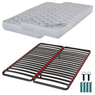 Matelas Mousse + Sommier C39 2x90x190 Montana - Hauteur 18 Cm - Soutien Équilibré