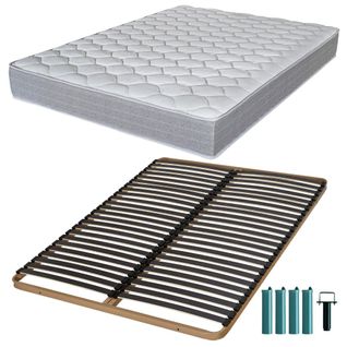 Matelas Mousse + Sommier Métal C224 160x200 Madere - Hauteur 24 Cm - Soutien Ferme