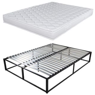 Sommier Démontable Surélevé Kit27 + Matelas Montana - 40 Lattes Bois - Gain De Place