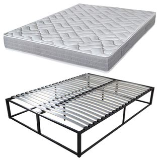 Sommier Démontable Surélevé Kit27 + Matelas Maryland - 40 Lattes Bois - Gain De Place