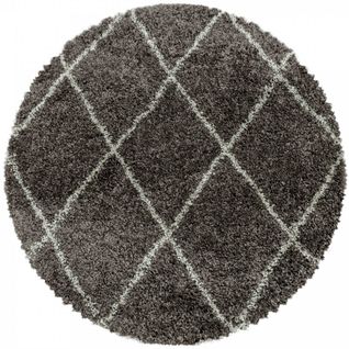 Berbere - Tapis Rond De Style Berbère - Taupe Et Ivoire 200 X 200 Cm