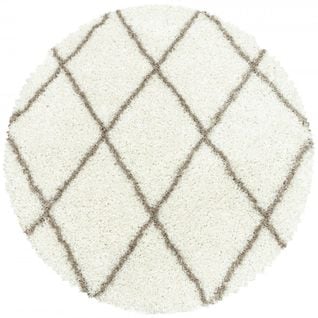 Berbere - Tapis Rond De Style Berbère - Ivoire Et Beige 160 X 160 Cm