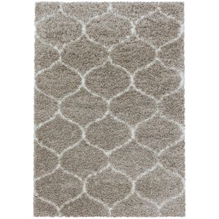 Salma - Tapis à Poils Longs Et Motifs Alhambra - Beige Et Crème 200 X 290 Cm