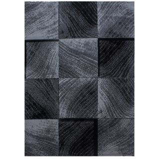 Carreaux - Tapis À Motifs Carreaux En Damier - Noir Et Gris 080 X 300 Cm