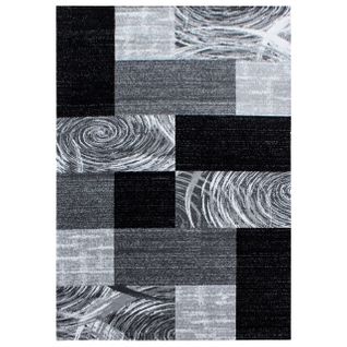 Monica - Tapis Effet Patchwork De Matières - Noir Et Gris 080 X 300 Cm