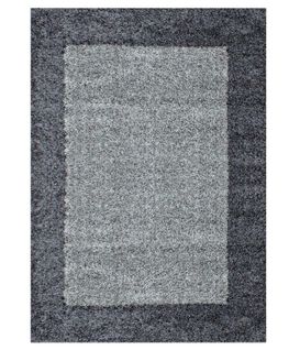 Shaggy - Tapis À Bordures - Gris 200 X 290 Cm