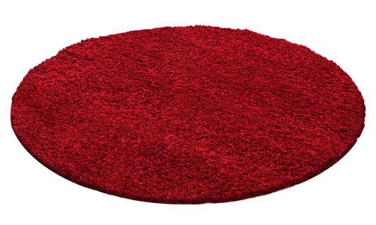 Shaggy - Tapis Uni Rond - Rouge 200 X 200 Cm