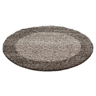 Shaggy - Tapis à Bordures Rond - Taupe 160 X 160 Cm