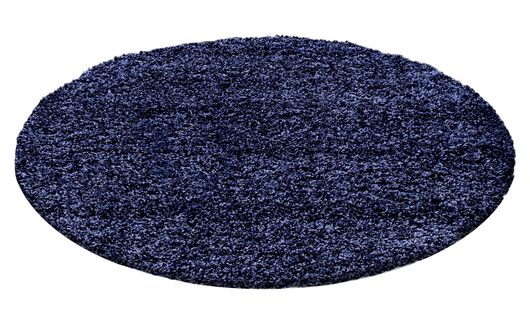 Shaggy - Tapis Uni Rond - Bleu Foncé 160 X 160 Cm