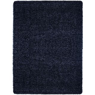 Shaggy - Tapis Uni à Poils Longs - Bleu Foncé 100 X 200 Cm