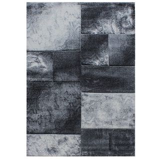Aquarelle - Tapis Géométrique Effet Vieilli - Gris Et Anthracite 200 X 290 Cm